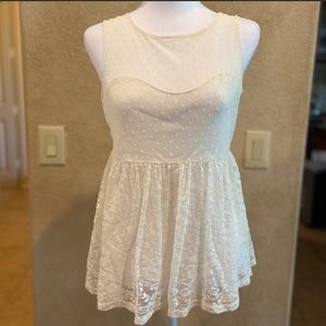 Forever21 Lace Illusion Neckline Sleeveless Top